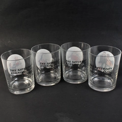 Set of 4 Vintage Norman Rockwell Saturday Evening Post Covers Drink Glasses 