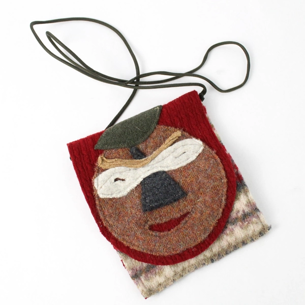 Multicolor Fruit Face Design Knit Crossbody Bag Women's Purse