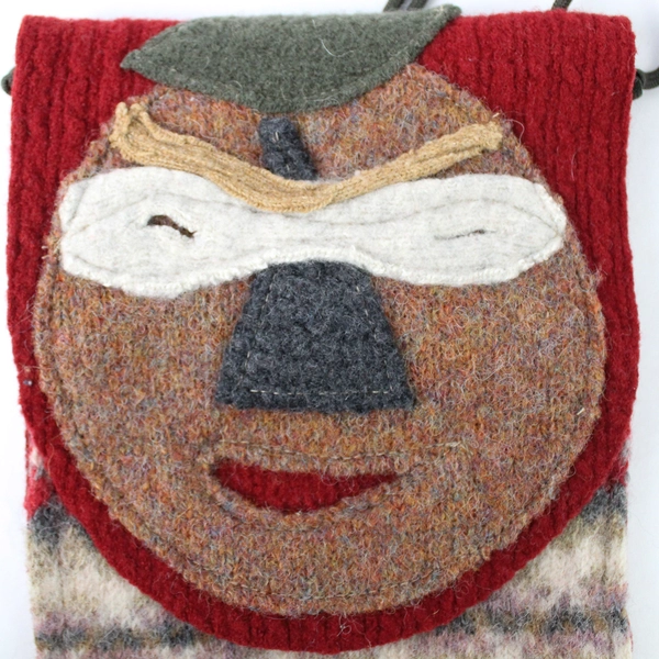 Multicolor Fruit Face Design Knit Crossbody Bag Women's Purse