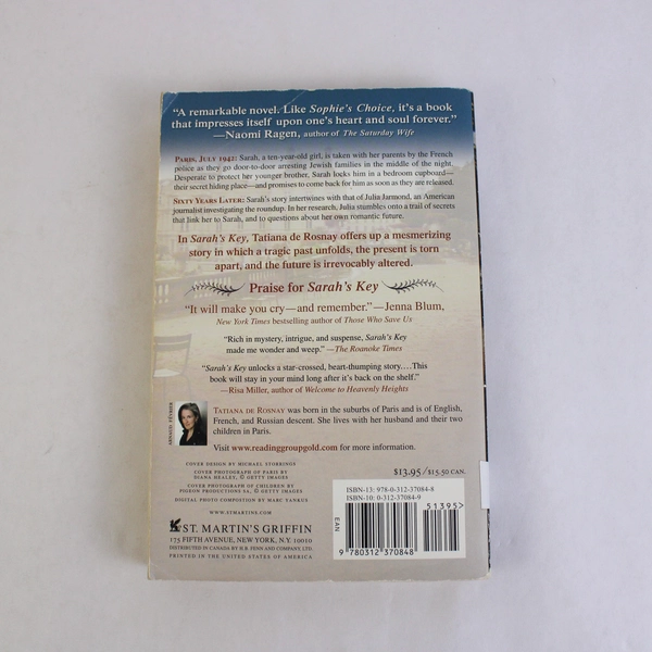 Sarah's Key A Novel by Tatiana de Rosnay 2007 Paperback