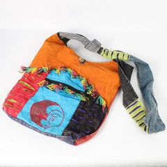 Bohemian Sun Moon Celestial Embroidery Eclectic Patchwork Crossbody Shoulder Bag