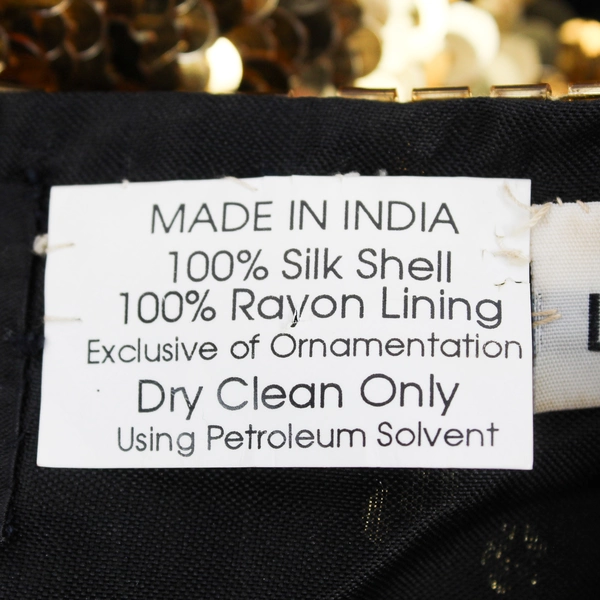 VTG Erica Louis Beaded Sequin Dress Black Gold Butterfly Design Women's L Flawed