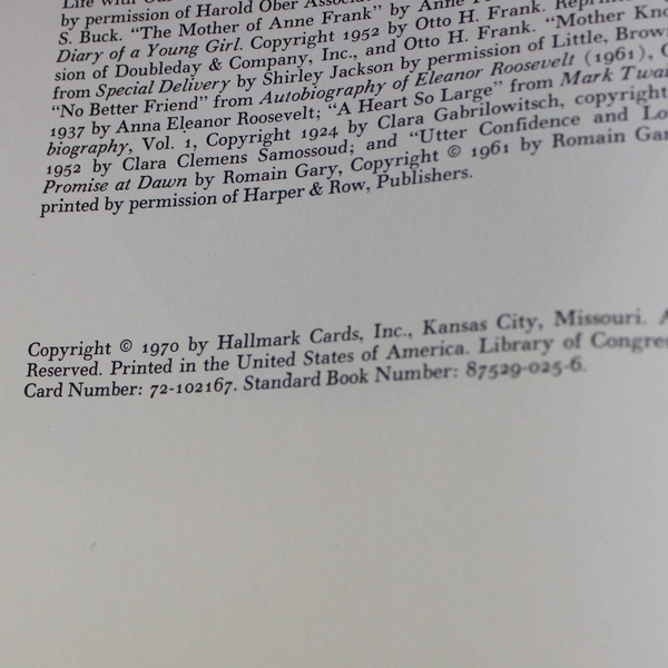 Vintage Hallmark Book A Mother is Love Selected Stories 1970 Hardcover DJ