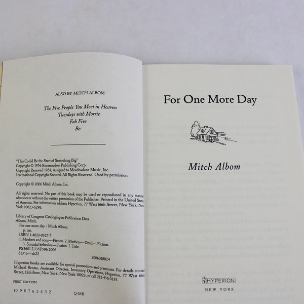For One More Day by Mitch Albom 2006 Paperback Novel 1st Edition