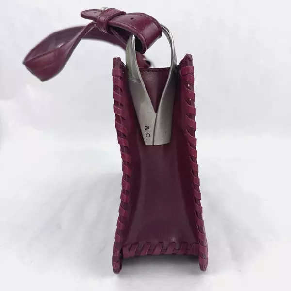 M.C. Mark Chantal Red Embossed Leather Shoulder Bag Purse Flawed