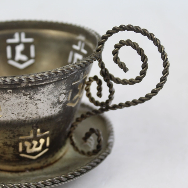 3 Studio Silversmiths Silverplated Tea Cup Candle Holders Dreidel Cutout Design