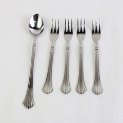 Lot of 5 Cambridge Flatware Tracy (Stainless) 4 Cocktail Forks & Iced Tea Spoon