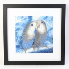 Framed Completed Parakeet Diamond Art Painting 12 x12 Inch