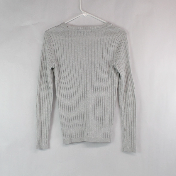 Tommy Hilfiger V-Neck Pullover Sweater Metallic Silver Gray Size S/P Pre-Owned