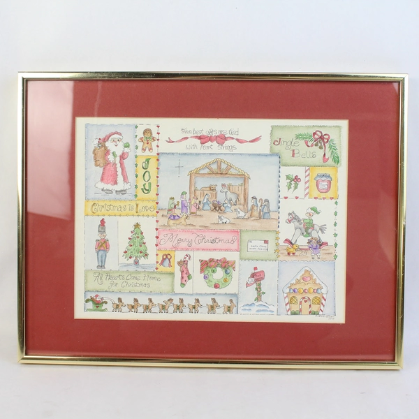 Framed Matted Christmas Watercolor The Best Things Are Tied With Heartstrings