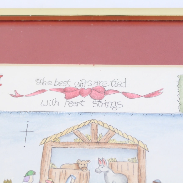 Framed Matted Christmas Watercolor The Best Things Are Tied With Heartstrings