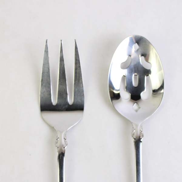 Lot of 6 Cambridge Flatware Jessica (Stainless) 4 Serving Spoons & 2 Forks