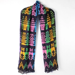 Vibrant Multicolor Design Knit Scarf With Fringe Fashion Accessory