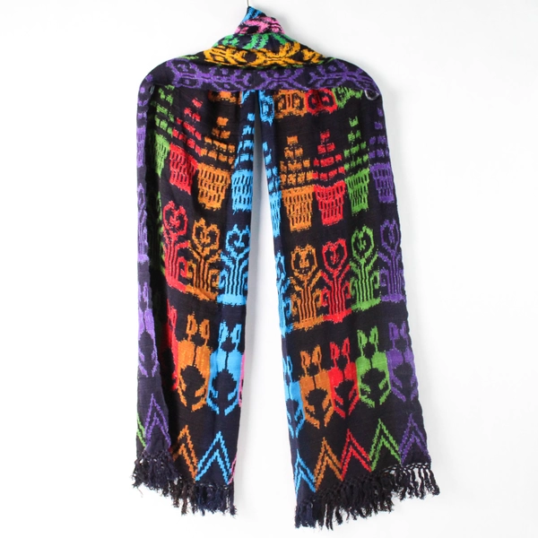 Vibrant Multicolor Design Knit Scarf With Fringe Fashion Accessory