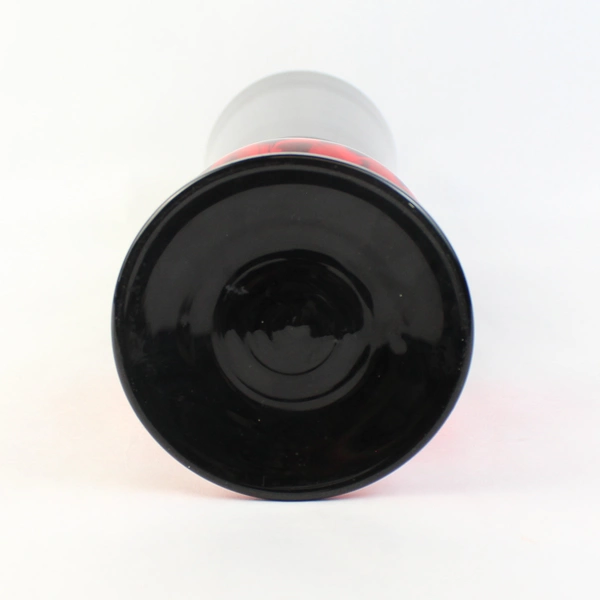 3 Section Hand Blown Two Tone Ruby Red Glass Vase 15"