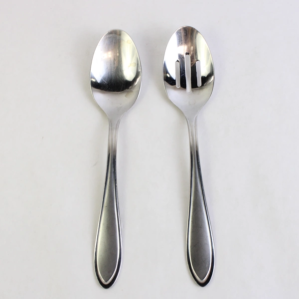 Lot of 2 Cambridge Flatware Yardena (Stainless) Serving Spoon & Slatted Spoon