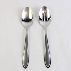 Lot of 2 Cambridge Flatware Yardena (Stainless) Serving Spoon & Slatted Spoon