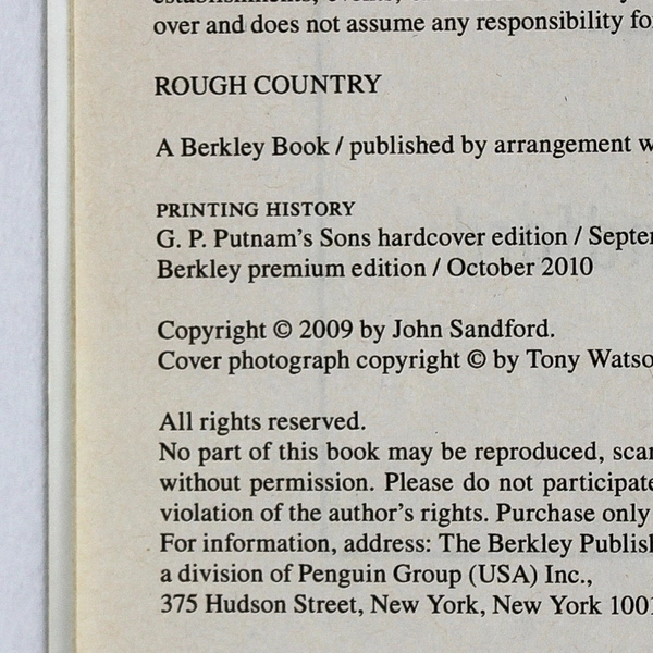 A Virgil Flowers Novel by John Sandford Rough Country 2010 Paperback