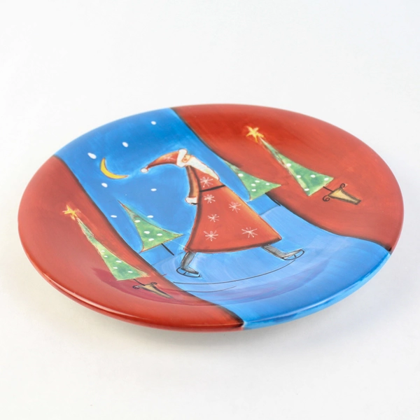 Certified International Christmas Plate Jan Pashley Ice Skating Santa   