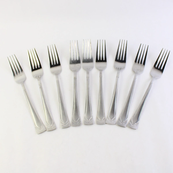 Lot of 9 Cambridge Dana Frost Frost Dinner Forks, 8.25" Stainless Steel Flatware
