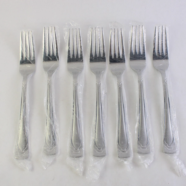 Lot of 7 Cambridge Dana Frost Frost Dinner Forks, 8.25" Stainless Steel Flatware