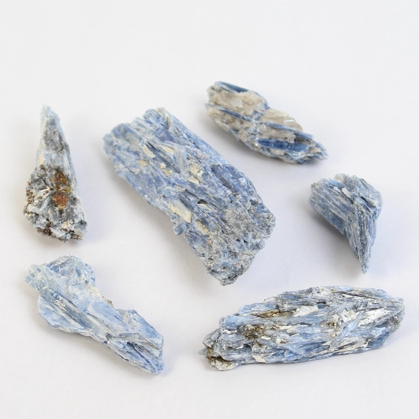 Lot of 6 Raw Rough Blue Kyanite Stones (2.5"-4") Healing Crystals 295 Grams