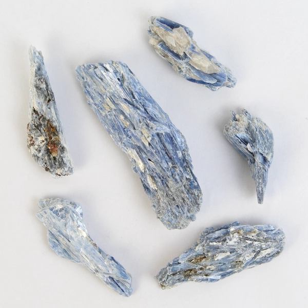 Lot of 6 Raw Rough Blue Kyanite Stones (2.5"-4") Healing Crystals 295 Grams