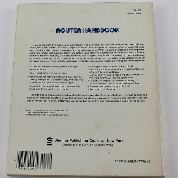 Router Handbook by Patrick Spielman 1985 Sterling Publishing Paperback Book