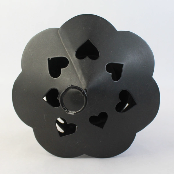 Hanging Black Metal Pierced Heart Pillar Candle Holder Lantern Porch Patio