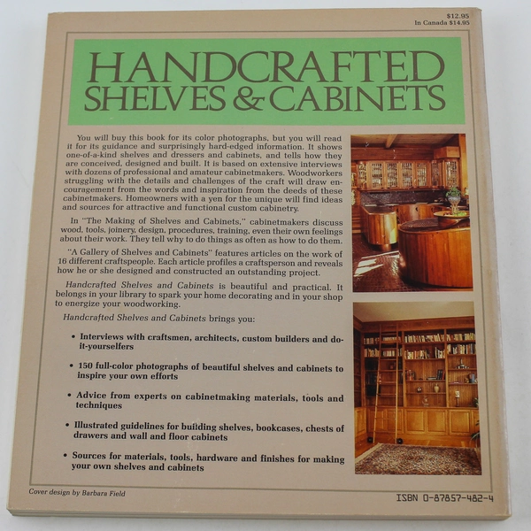 Handcrafted Shelves & Cabinets Book by Amy Zaffarano Rowland & H. Hylton 1984