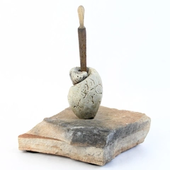 Handmade Sword In Stone Excalibur Fossilized Shell Decorative Sculpture Piece
