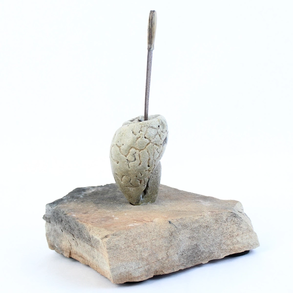 Handmade Sword In Stone Excalibur Fossilized Shell Decorative Sculpture Piece