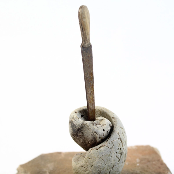 Handmade Sword In Stone Excalibur Fossilized Shell Decorative Sculpture Piece