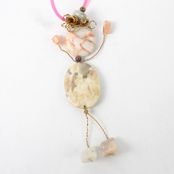 Sand Lake Designs Auntie Agate Stone Beads Necklace Silicone Cord