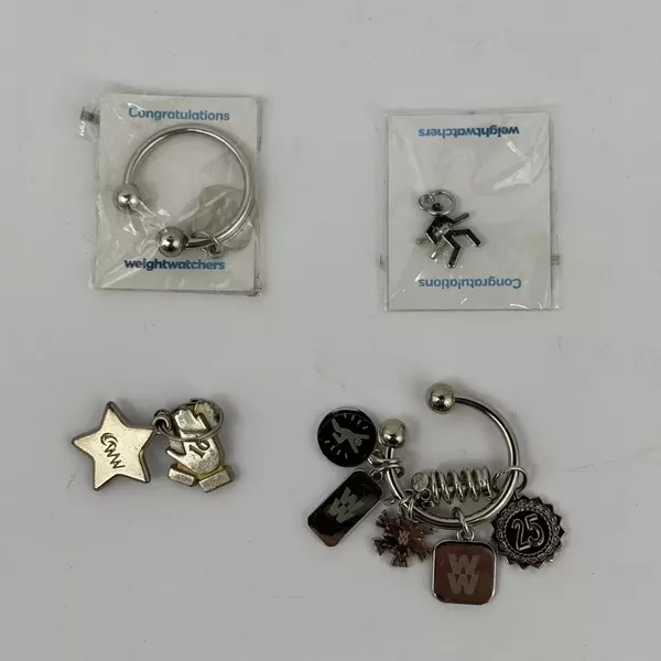 2 Weight Watchers Key Rings with Motivational Charms Weight Loss Accessory