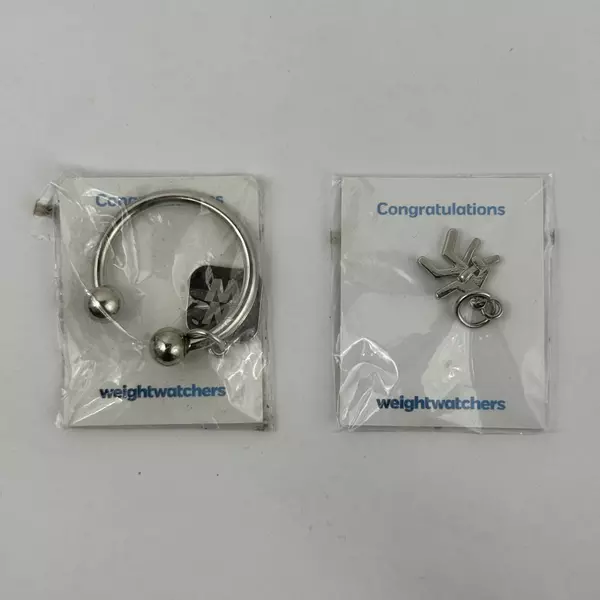 2 Weight Watchers Key Rings with Motivational Charms Weight Loss Accessory