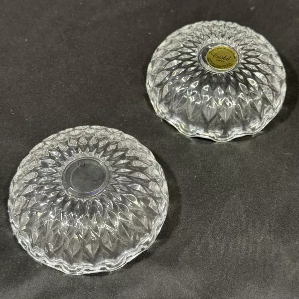 Lot of 2 1986 Avon Garanti Plus Cristal Trinket Bowls France Collectibles