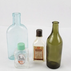 Lot of 4 Vintage Glass Pharmaceutical Bottles Various Sizes Colors