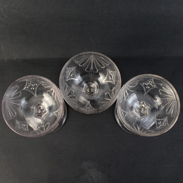 Lot of 3 McKee & Brothers EAPG Fan with Diamonds Clear Glass Buttermilk Goblets