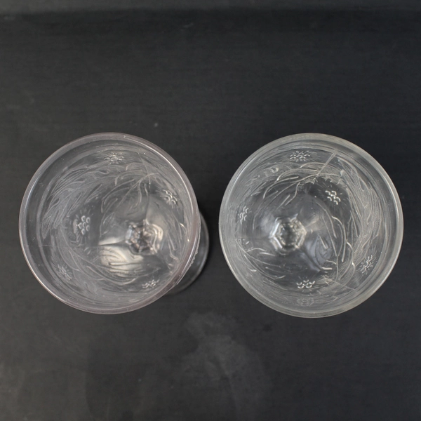 Set of 2 Unmarked EAPG Windflower Pattern Clear Glass Goblets