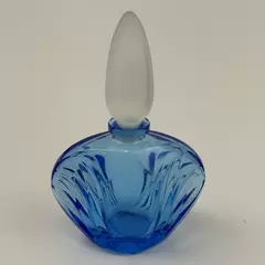 1985 Blue Avon Perfume Bottle with Frosted Stopper France Collectible