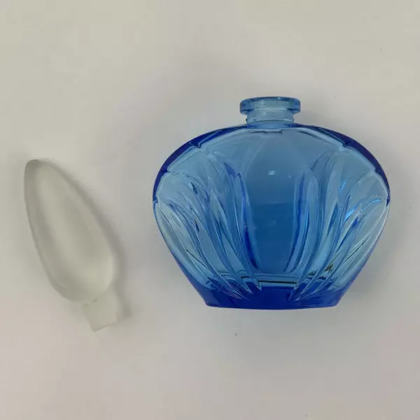 1985 Blue Avon Perfume Bottle with Frosted Stopper France Collectible