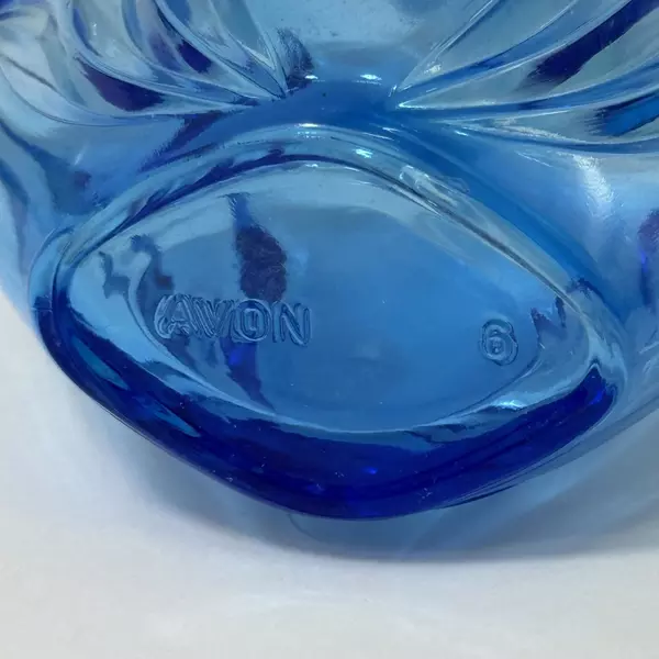1985 Blue Avon Perfume Bottle with Frosted Stopper France Collectible