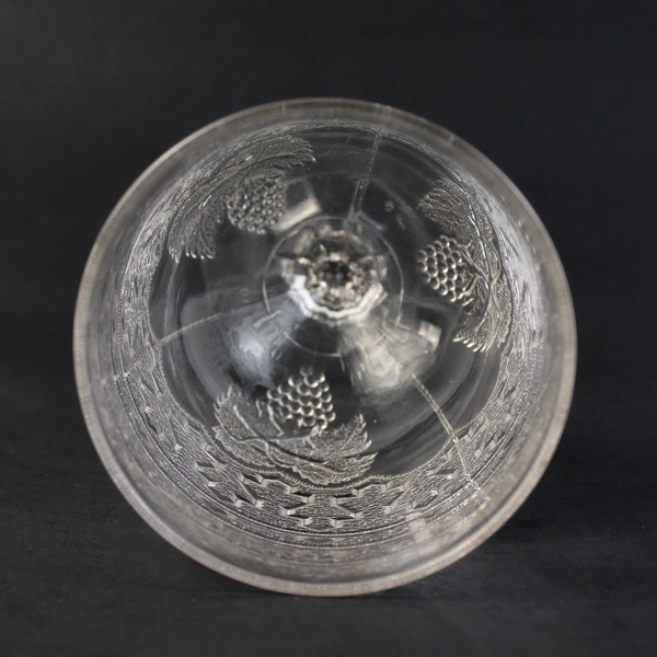 Unmarked EAPG Keystone Grape Pattern Embossed Clear Glass Goblet