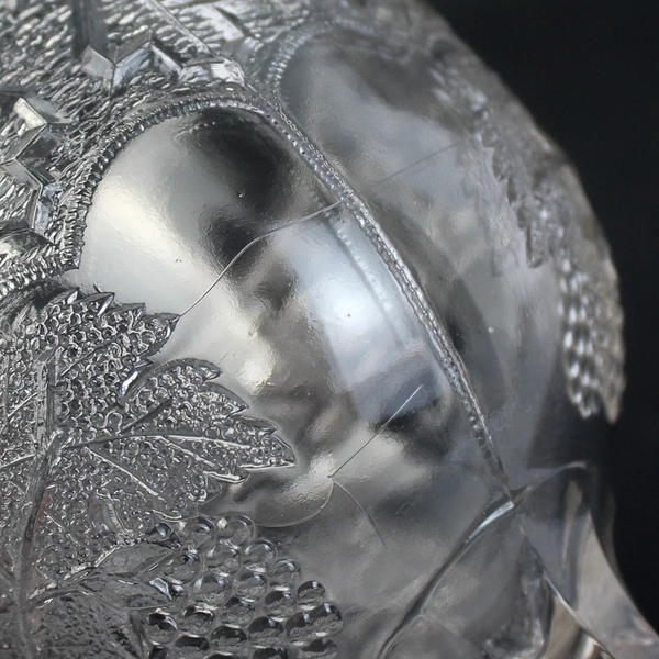 Unmarked EAPG Keystone Grape Pattern Embossed Clear Glass Goblet