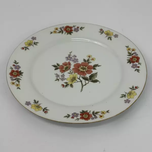 Dynasty Fine China Dalian 8.25" Salad Plate White Floral Gold Rim