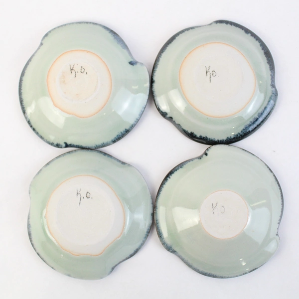 Set of 4 Hand-Painted Sushi Roll Designs Ceramic Soy Sauce Bowls