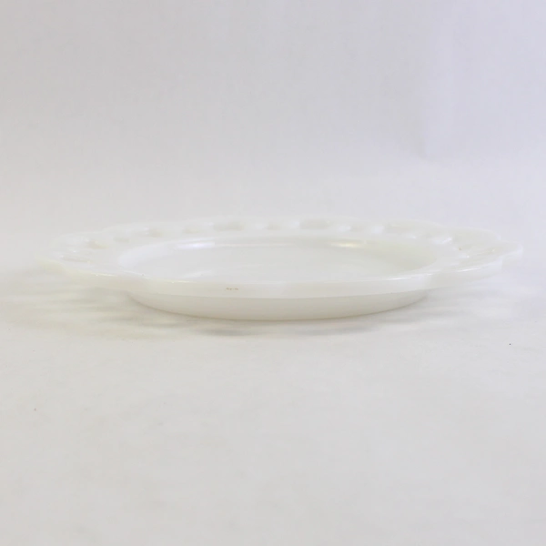 Hazel Atlas White Milk Glass Open Lace Edge Salad Plate 8.5"