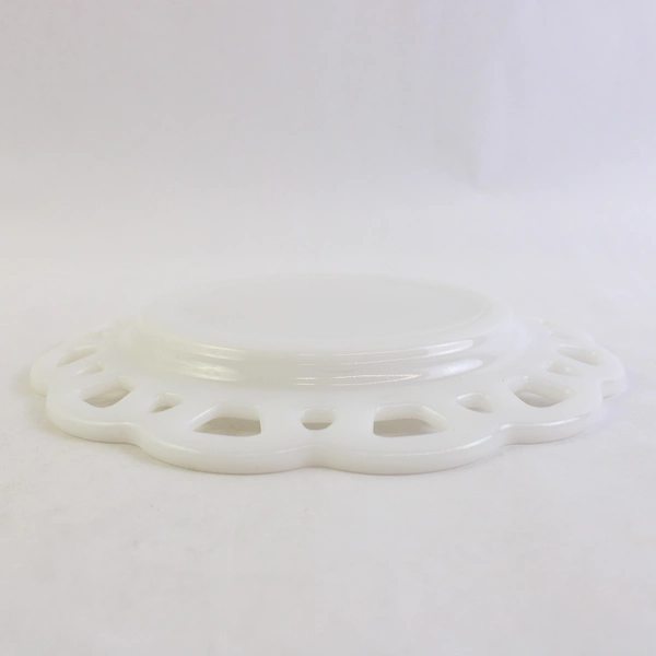 Hazel Atlas White Milk Glass Open Lace Edge Salad Plate 8.5"