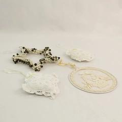 Lot of 4 Unique Victorian Lace & Star Ornaments for Holiday Decor